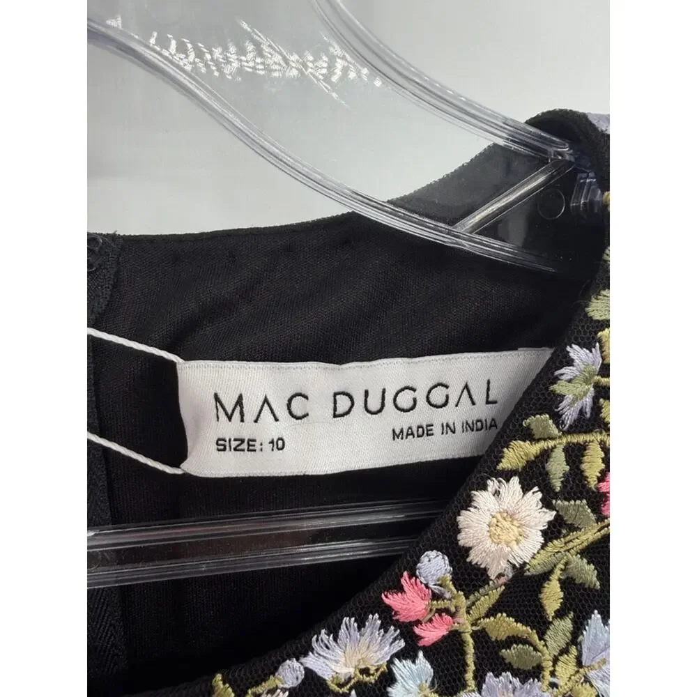 Mac Duggal Girls Floral Embroidered Dress - Black - 10 - New with tags